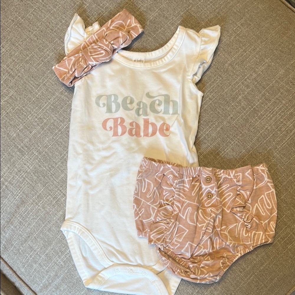 Beach Babe Baby Outfit with Headband